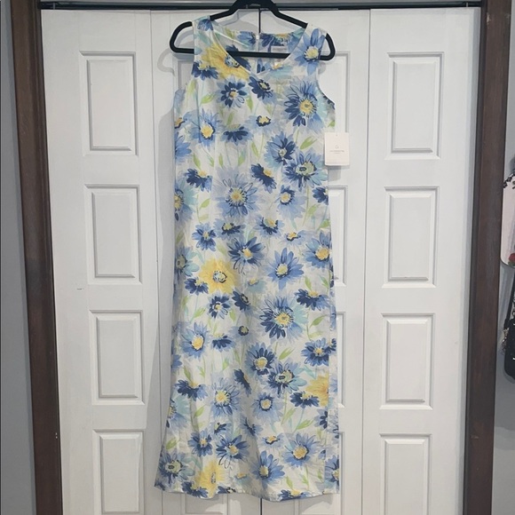 Liz Claiborne Blue and Yellow Halter Sundress - Picture 1 of 7